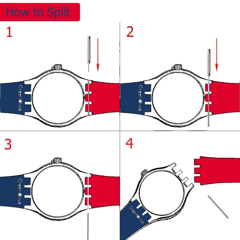 GreenOlive Replacement Waterproof Silicone Rubber Watch Strap Watch Band for Swatch (17mm 19mm 20mm) (19mm, Navy Blue) - Image 3